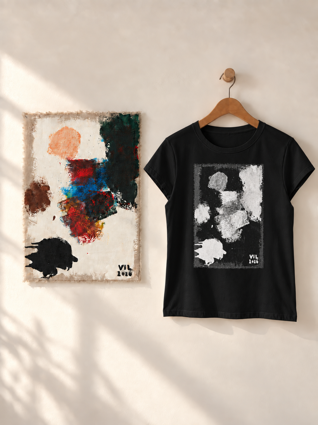 "Quiet Bloom" - White & Black version. Abstract Art Tee by Vinny, 14 / Nonverbal Autistic Artist - Short & Long Sleeve (Copy)