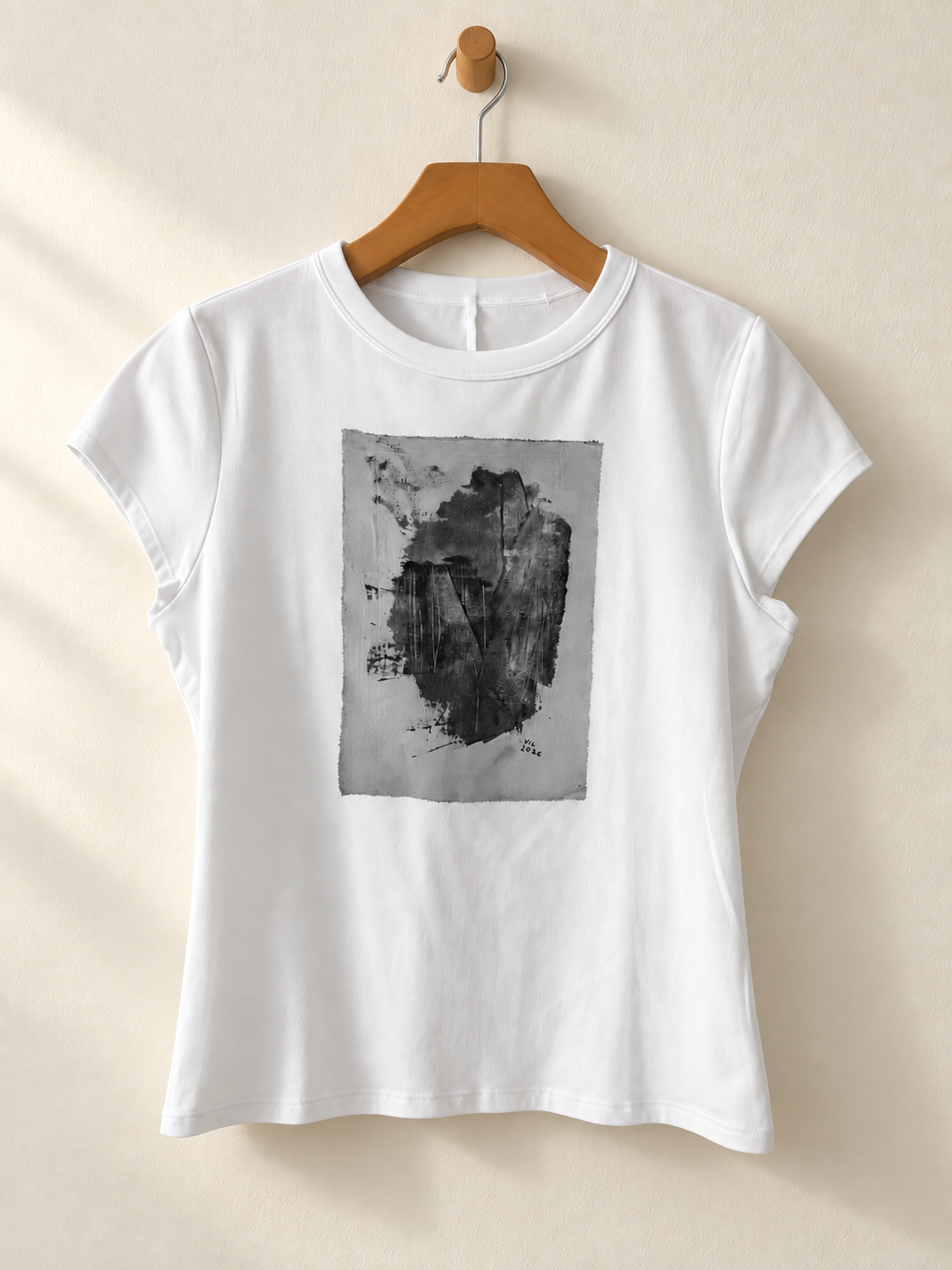 "Silent Garden" - White & Black. Abstract Art Tee by Vinny, 14 / Nonverbal Autistic Artist - Short & Long Sleeve