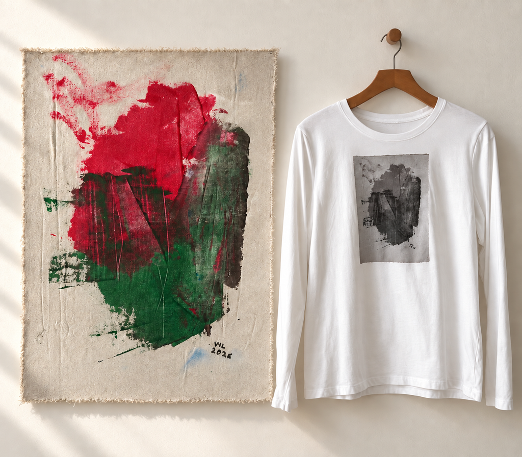 "Silent Garden" - White & Black. Abstract Art Tee by Vinny, 14 / Nonverbal Autistic Artist - Short & Long Sleeve