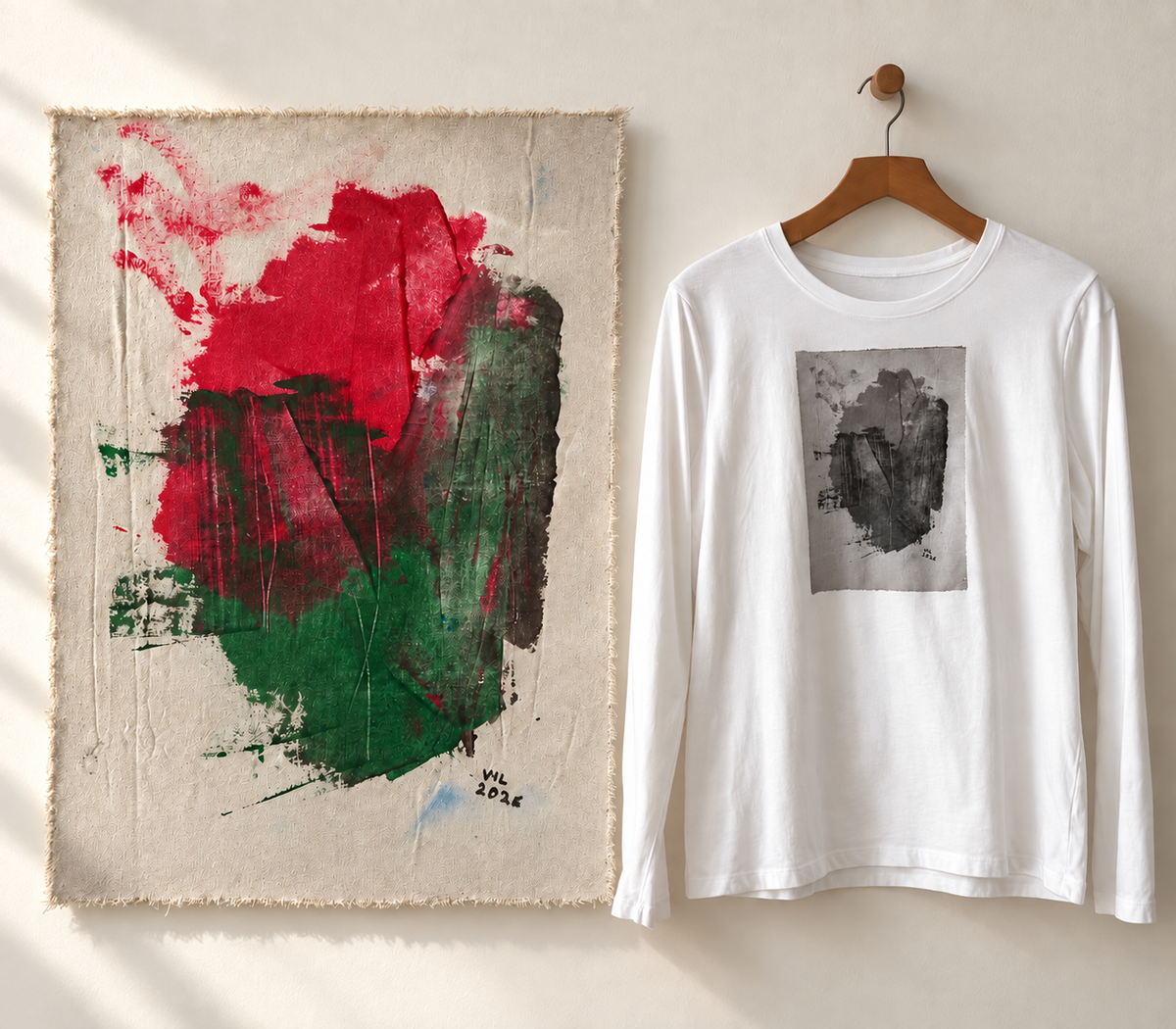 "Silent Garden" - White & Black. Abstract Art Tee by Vinny, 14 / Nonverbal Autistic Artist - Short & Long Sleeve
