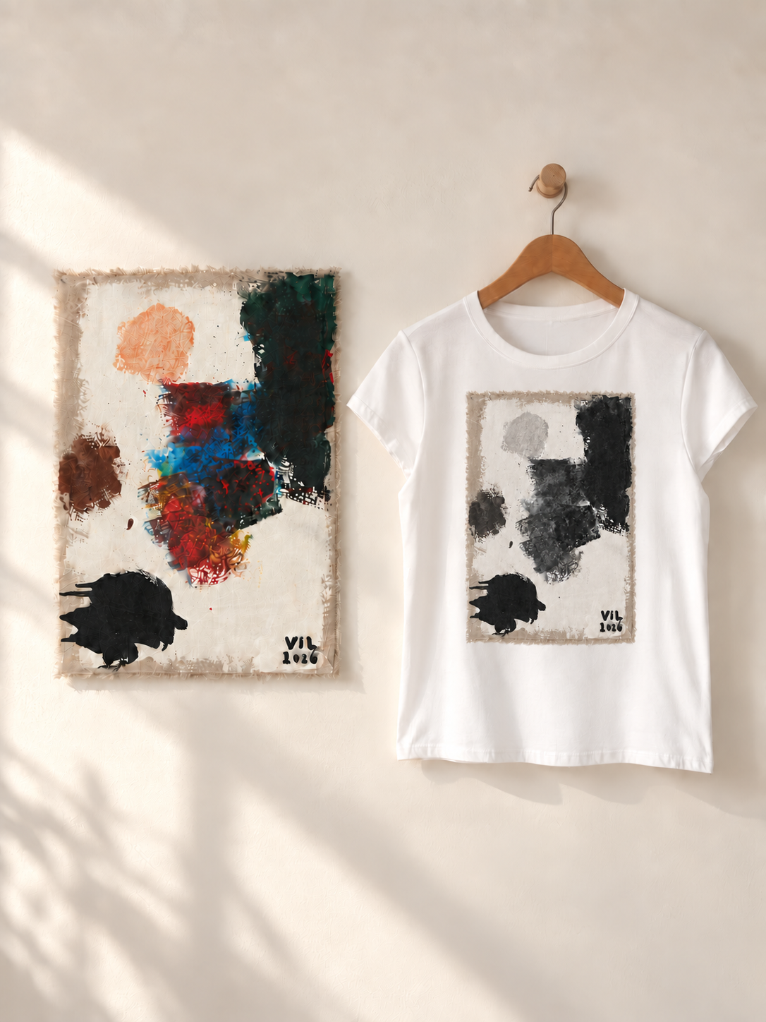 "Quiet Bloom" - Black & White version. Abstract Art Tee by Vinny, 14 / Nonverbal Autistic Artist - Short & Long Sleeve