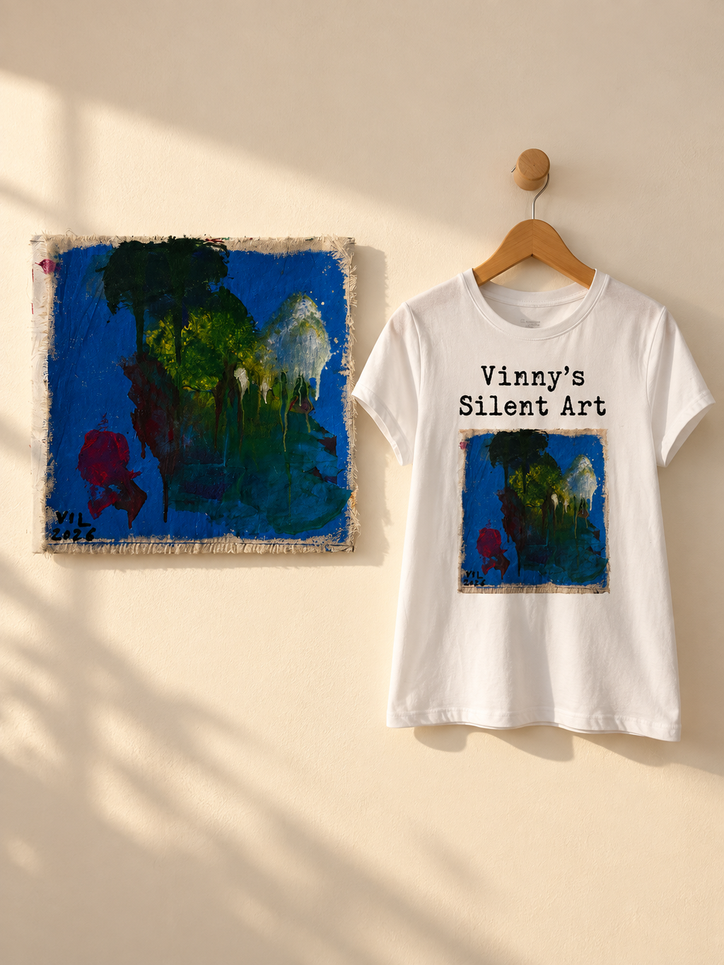 "Ocean Blue" - Abstract Art Tee by Vinny, 14 / Nonverbal Autistic Artist - Short & Long Sleeve