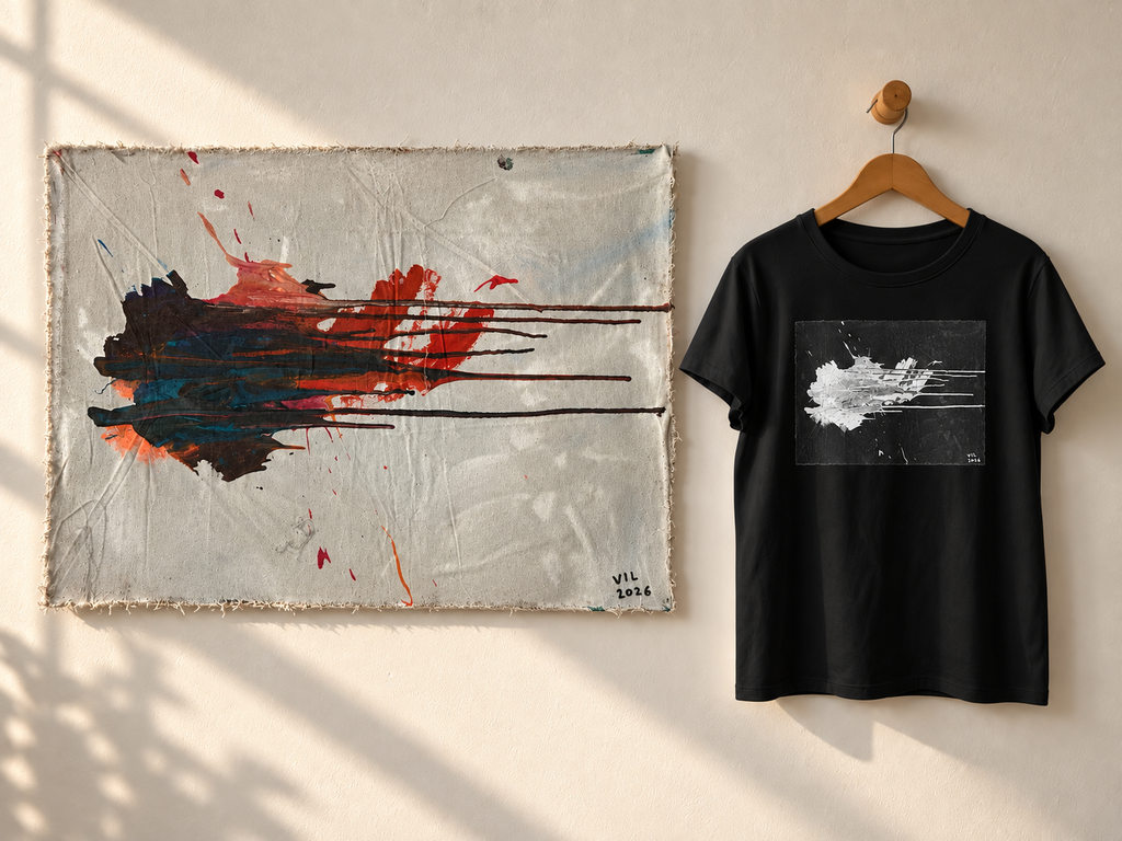 "Silent Movement" White & Black & version of it. Abstract Art Tee by Vinny, 14 / Nonverbal Autistic Artist - Short & Long Sleeve (Copy) (Copy)