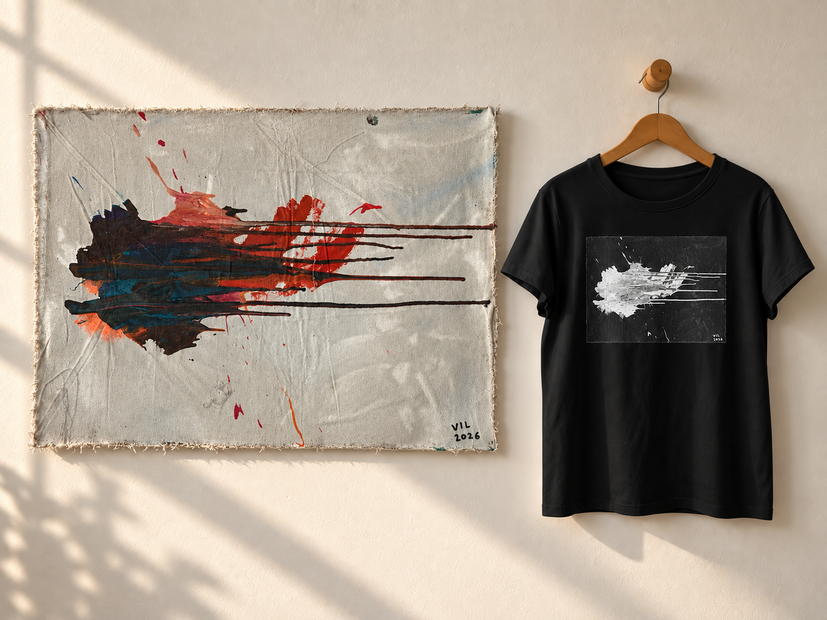 "Silent Movement" White & Black & version of it. Abstract Art Tee by Vinny, 14 / Nonverbal Autistic Artist - Short & Long Sleeve (Copy) (Copy)