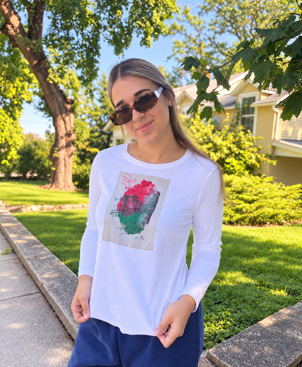 "Silent Garden" -  Abstract Art Tee by Vinny, 14 / Nonverbal Autistic Artist - Short & Long Sleeve