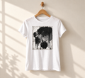 "Fire Heart" - Black & White version. Abstract Art Tee by Vinny, 14 / Nonverbal Autistic Artist - Short & Long Sleeve