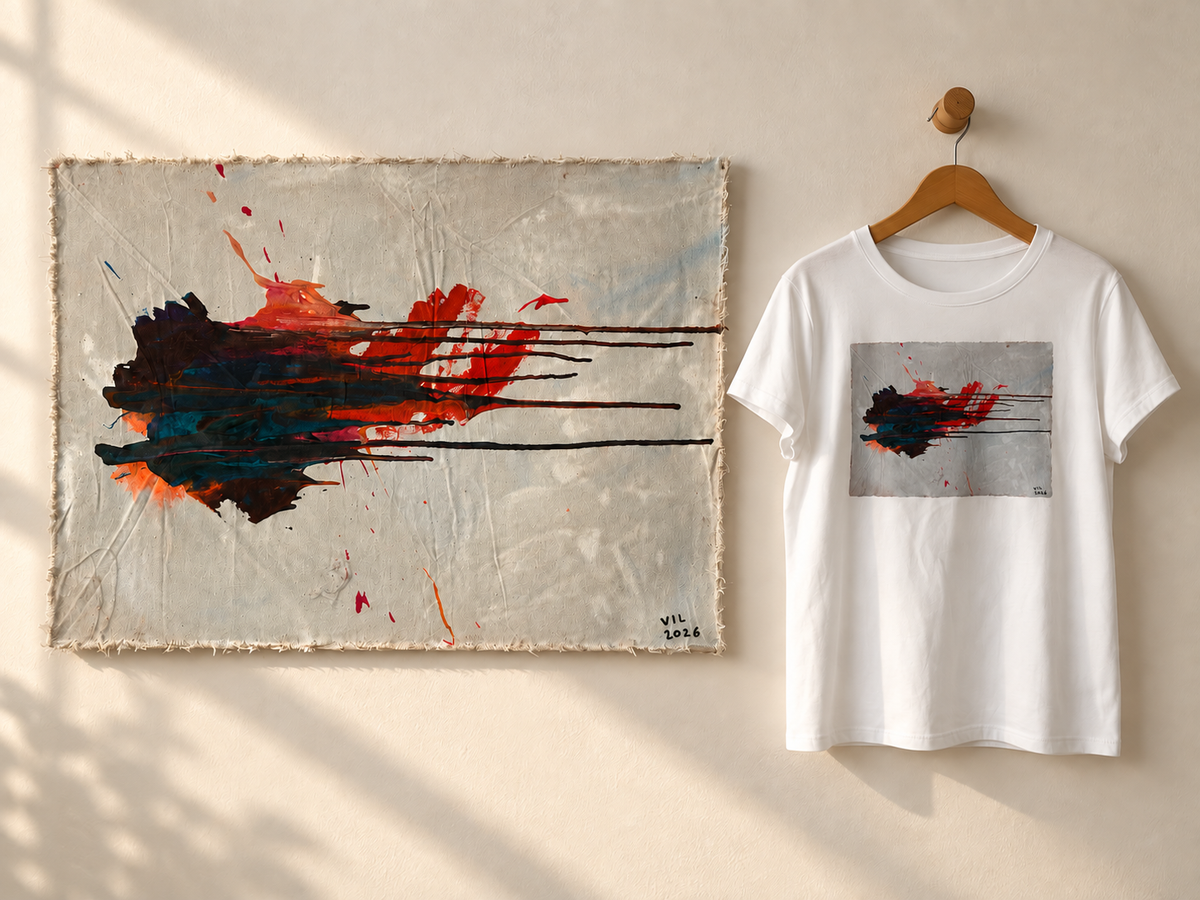 "Silent Movement" - Abstract Art Tee by Vinny, 14 / Nonverbal Autistic Artist - Short & Long Sleeve