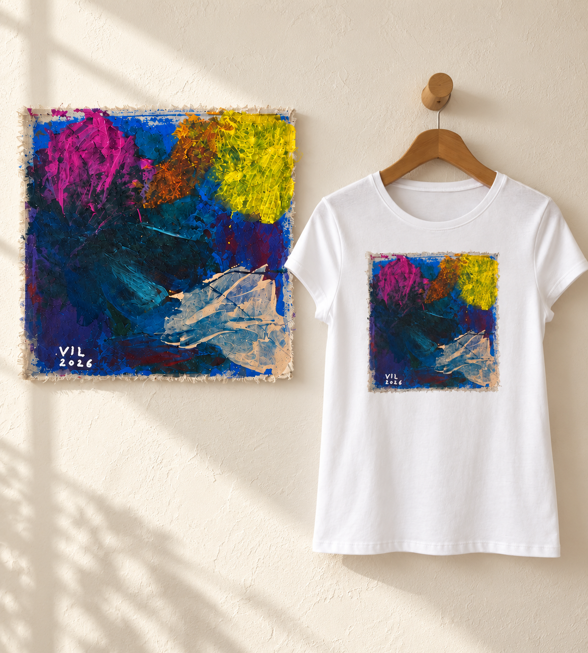 "Ocean Hug" - Abstract Art Tee by Vinny, 14 / Nonverbal Autistic Artist - Short & Long Sleeve