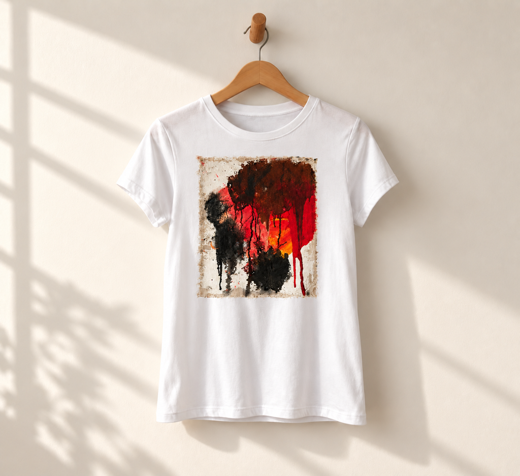 "Fire Heart" - Abstract Art Tee by Vinny, 14 / Nonverbal Autistic Artist - Short & Long Sleeve
