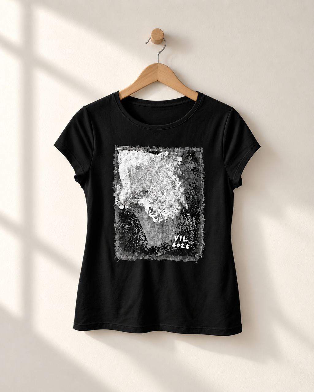 "Emerald Hug" - White& Black version. Abstract Art Tee by Vinny, 14 / Nonverbal Autistic Artist - Short & Long Sleeve