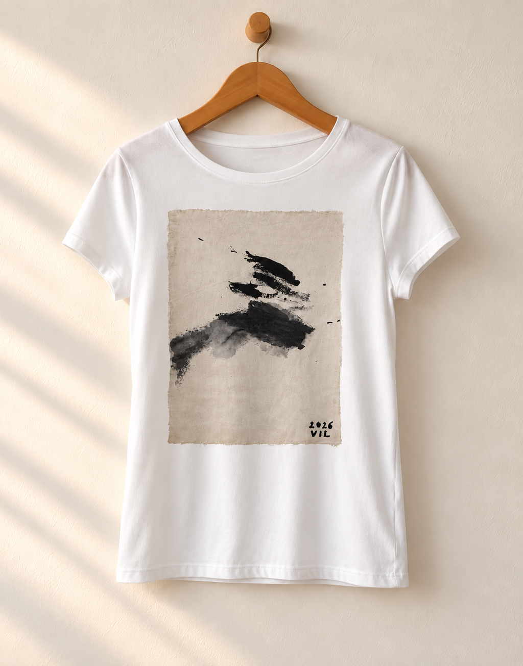 "Midnight Flight" - Black & White version. Abstract Art Tee by Vinny, 14 / Nonverbal Autistic Artist - Short & Long Sleeve