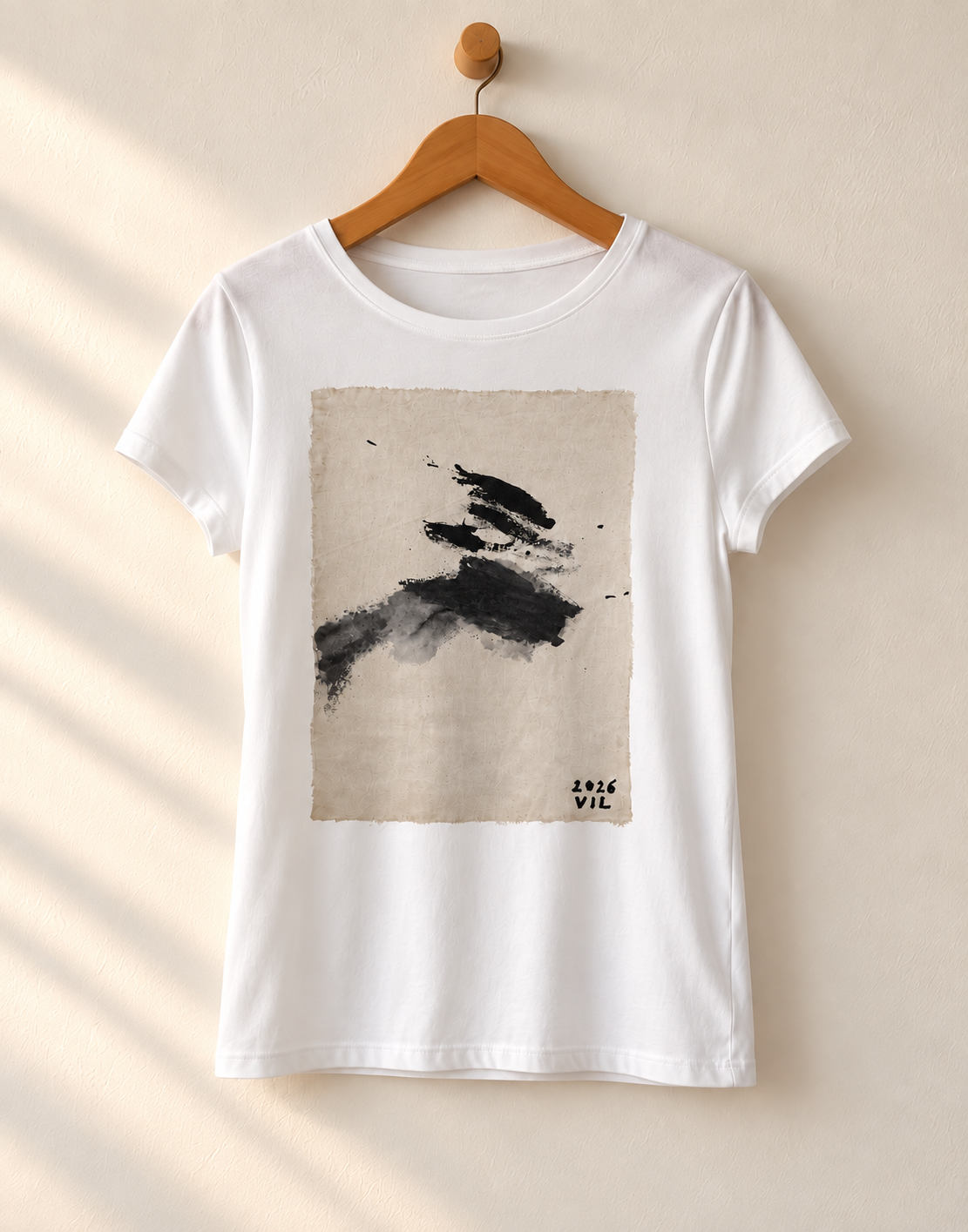 "Midnight Flight" - Black & White version. Abstract Art Tee by Vinny, 14 / Nonverbal Autistic Artist - Short & Long Sleeve