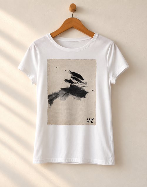 "Midnight Flight" - Black & White version. Abstract Art Tee by Vinny, 14 / Nonverbal Autistic Artist - Short & Long Sleeve