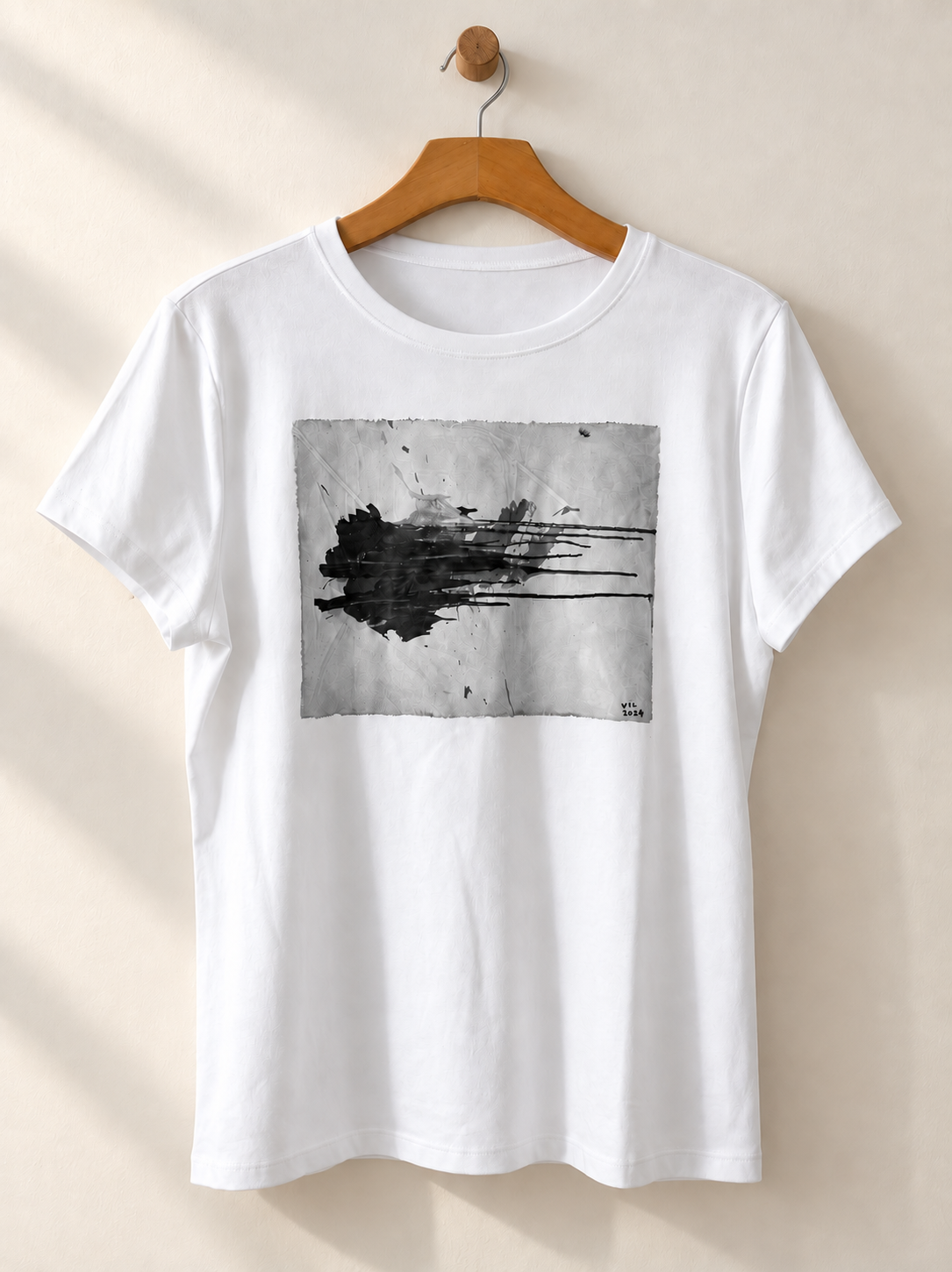 "Silent Movement" Black & White version of it. Abstract Art Tee by Vinny, 14 / Nonverbal Autistic Artist - Short & Long Sleeve (Copy)