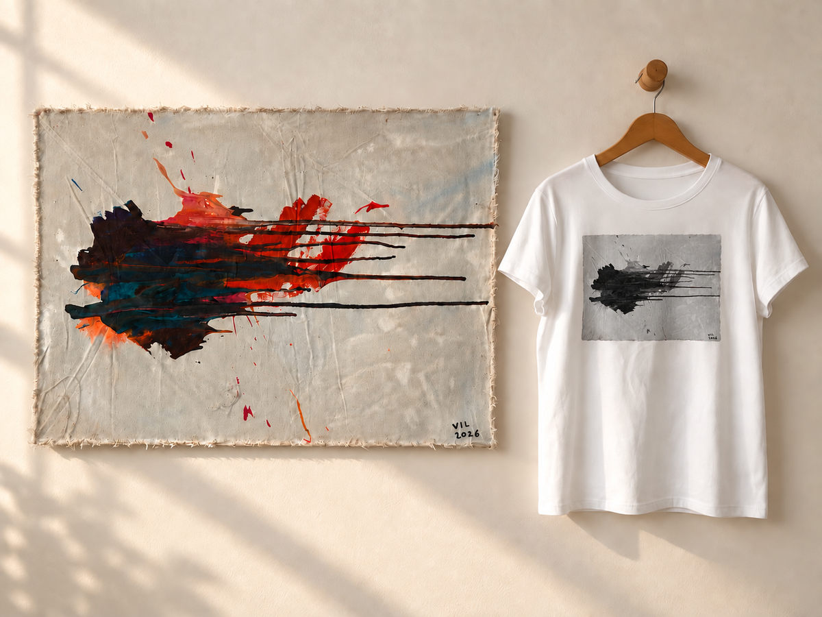 "Silent Movement" Black & White version of it. Abstract Art Tee by Vinny, 14 / Nonverbal Autistic Artist - Short & Long Sleeve (Copy)