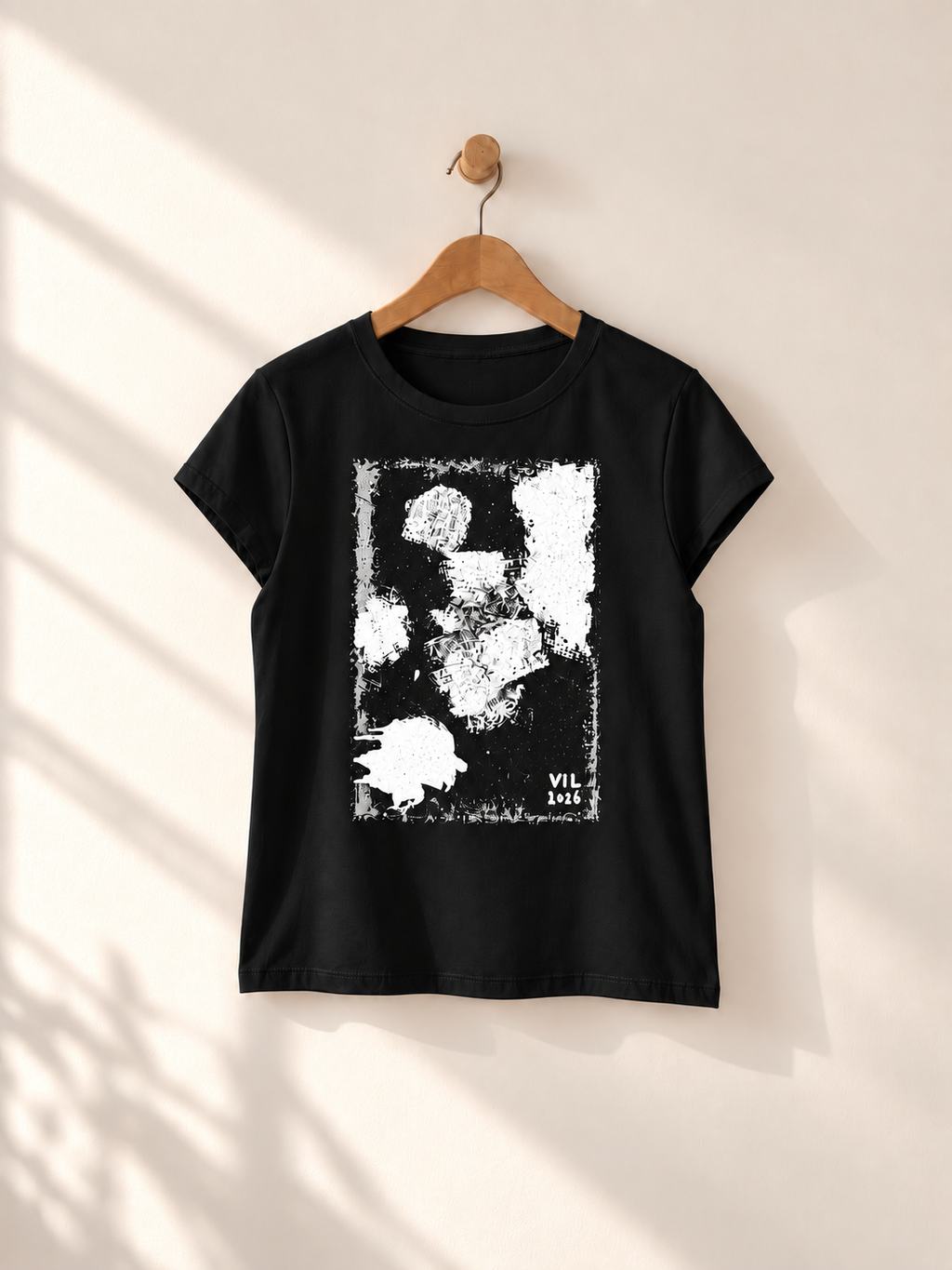 "Quiet Bloom" - White & Black version. Abstract Art Tee by Vinny, 14 / Nonverbal Autistic Artist - Short & Long Sleeve (Copy)
