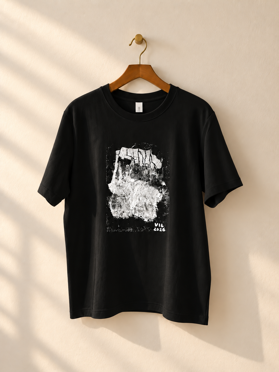"Silent Spectrum" - White  & Black version.  Abstract Art Tee by Vinny, 14 / Nonverbal Autistic Artist - Short & Long Sleeve