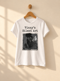 "Ocean Blue" - Black & White version. Abstract Art Tee by Vinny, 14 / Nonverbal Autistic Artist - Short & Long Sleeve