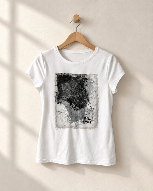 "Emerald Hug" - Black & White version. Abstract Art Tee by Vinny, 14 / Nonverbal Autistic Artist - Short & Long Sleeve