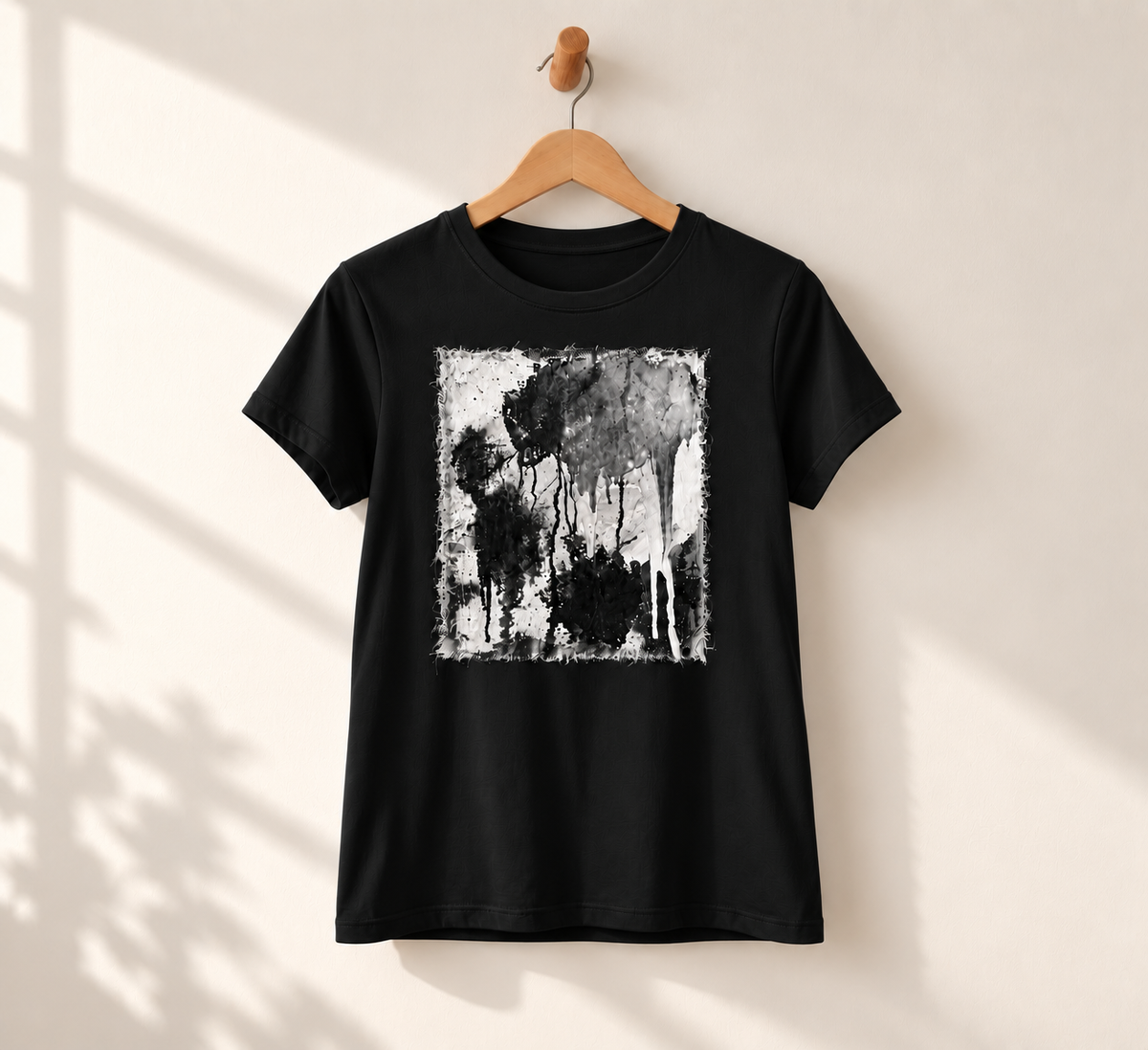 "Fire Heart" - White & Black version. Abstract Art Tee by Vinny, 14 / Nonverbal Autistic Artist - Short & Long Sleeve