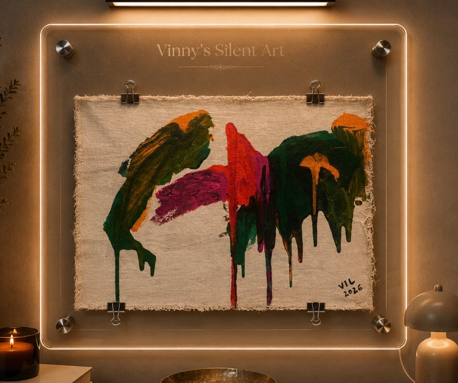 Acrylic Painting on Canvas / Silent Expression - Original Acrylic Artwork by Vinny 26-17 (18x14)